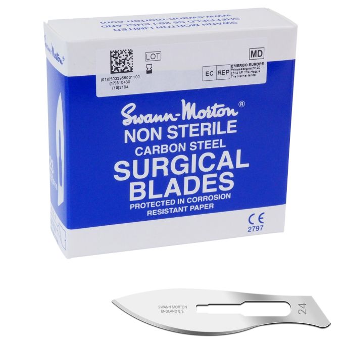 Swann Morton scalpelmesjes carbon, niet steriel, nr. 24