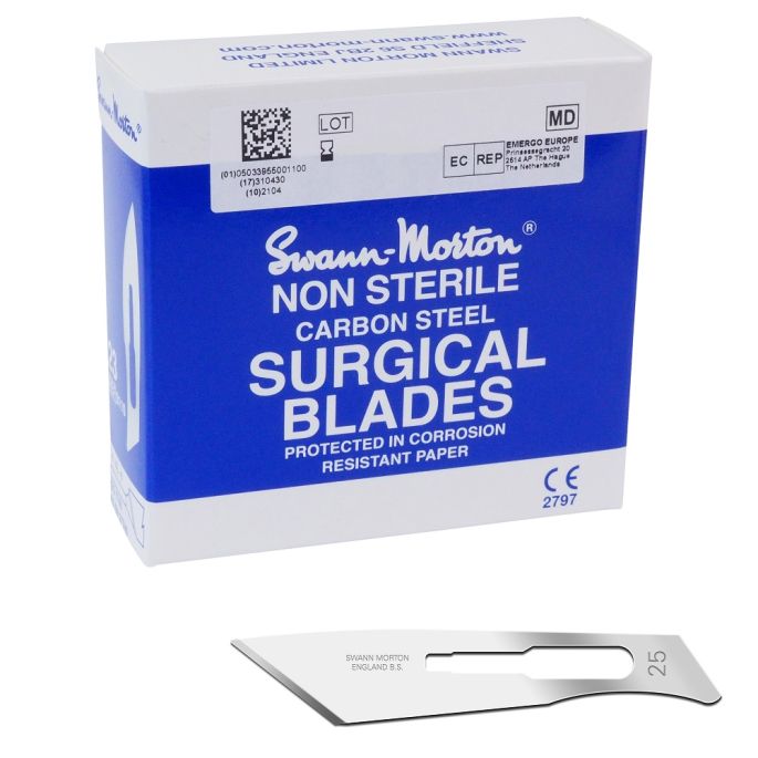 Swann Morton scalpelmesjes carbon, niet steriel, nr. 25