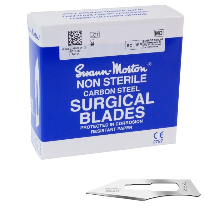 Swann Morton scalpelmesjes carbon, niet steriel, nr. 25A