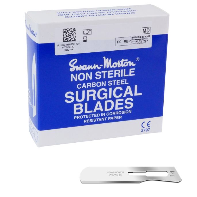 Swann Morton scalpelmesjes carbon, niet steriel, nr. 14