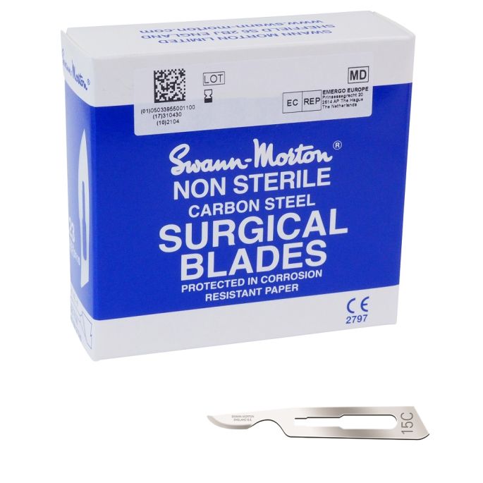 Swann Morton scalpelmesjes carbon, niet steriel, nr. 15C