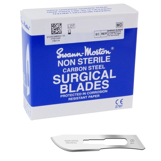Swann Morton scalpelmesjes carbon, niet steriel, nr. 19