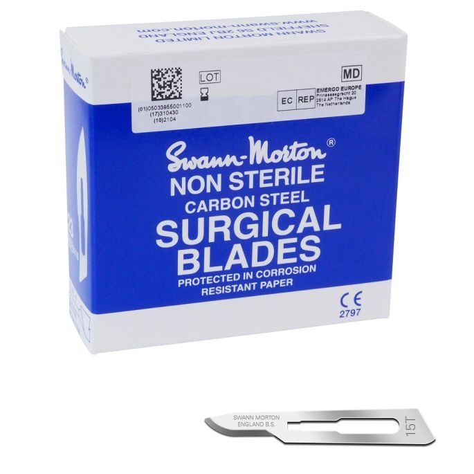 Swann Morton scalpelmesjes carbon, niet steriel, nr. 15T