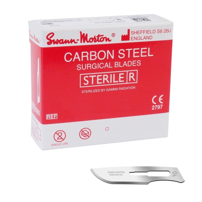 Swann Morton scalpelmesjes carbon, steriel, nr. 10