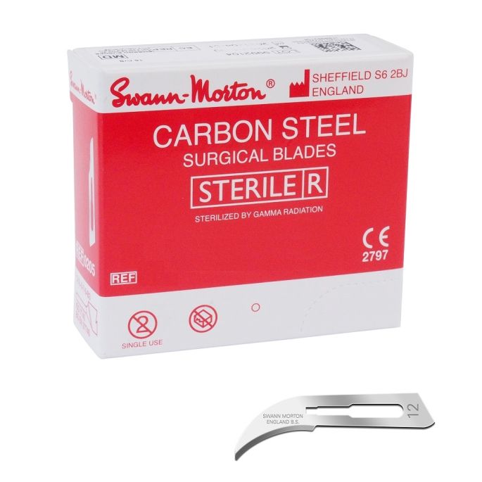 Swann Morton scalpelmesjes carbon, steriel, nr. 12