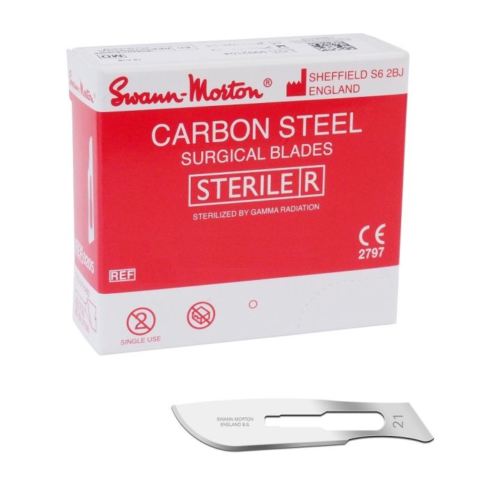 Swann Morton scalpelmesjes carbon, steriel, nr. 21