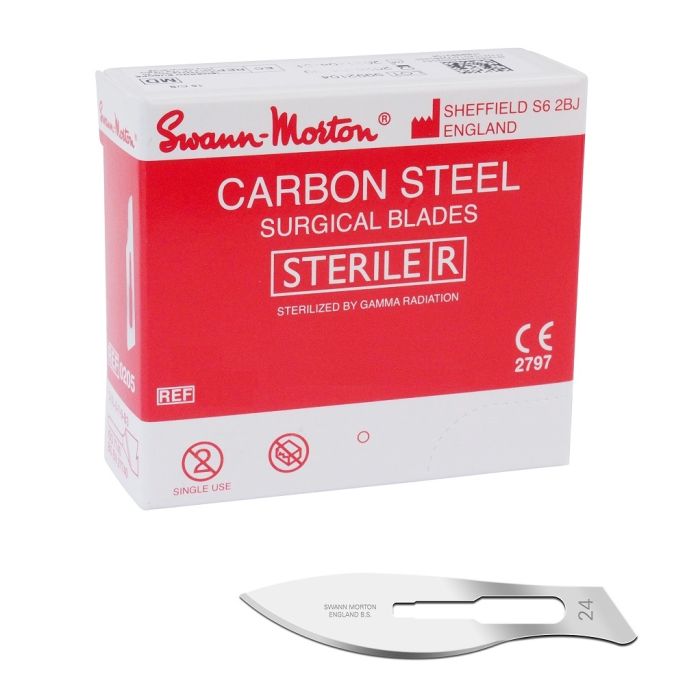 Swann Morton scalpelmesjes carbon, steriel, nr. 24