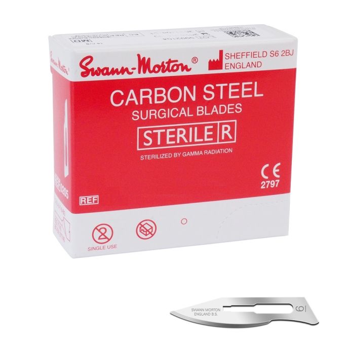 Swann Morton scalpelmesjes carbon, steriel, nr. 6
