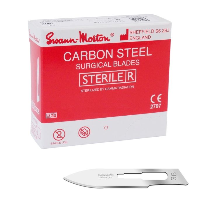 Swann Morton scalpelmesjes carbon, steriel, nr. 36