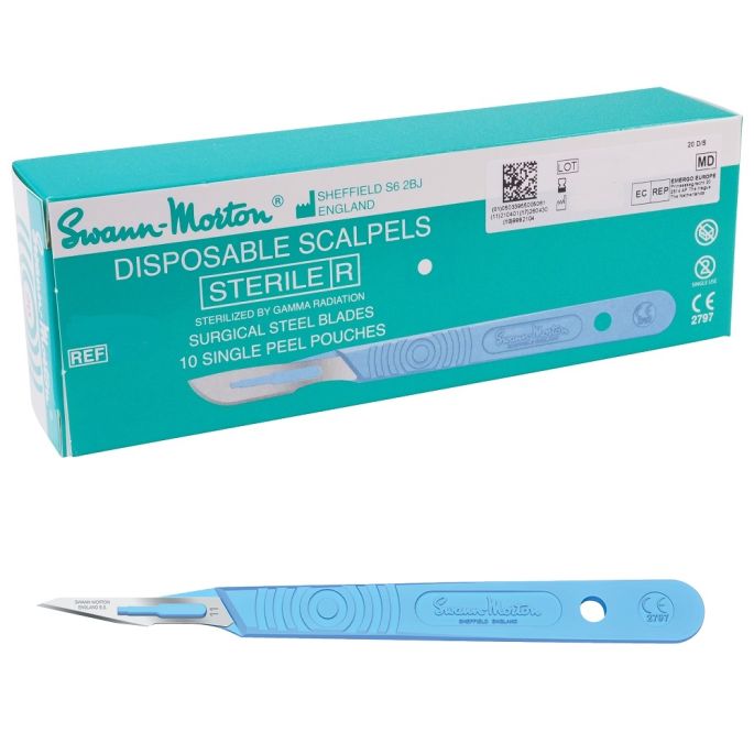 Swann Morton wegwerp scalpels RVS, steriel, nr. 11