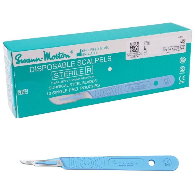 Swann Morton wegwerp scalpels RVS, steriel, nr. 15