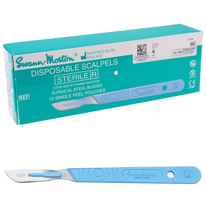 Swann Morton wegwerp scalpels RVS, steriel, nr. 21