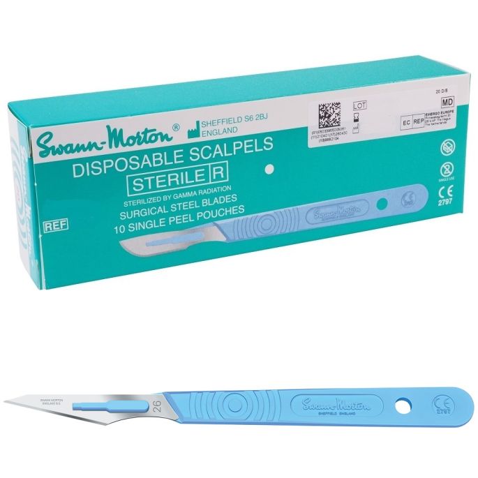 Swann Morton wegwerp scalpels RVS, steriel, nr. 26