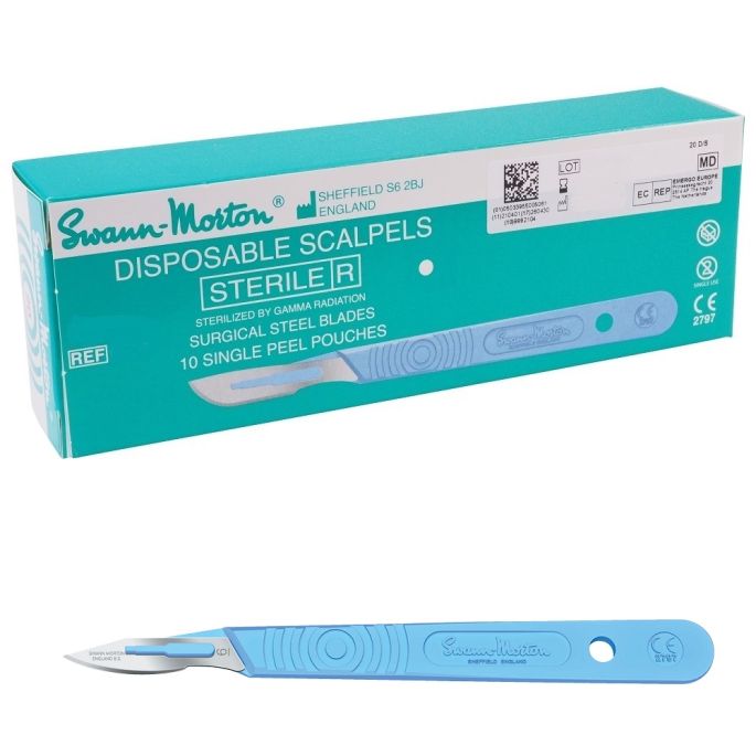 Swann Morton wegwerp scalpels RVS, steriel, nr. 6