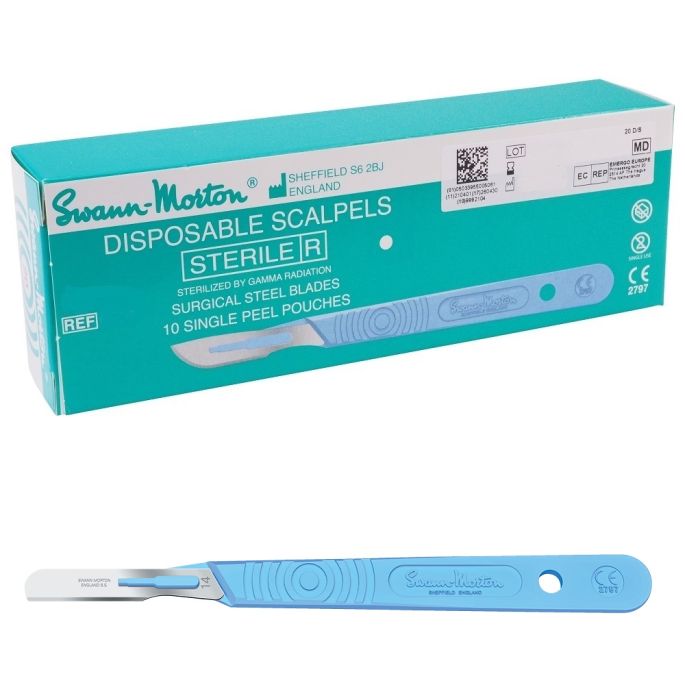 Swann Morton wegwerp scalpels RVS, steriel, nr. 14