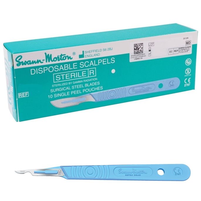 Swann Morton wegwerp scalpels RVS, steriel, nr. 15C