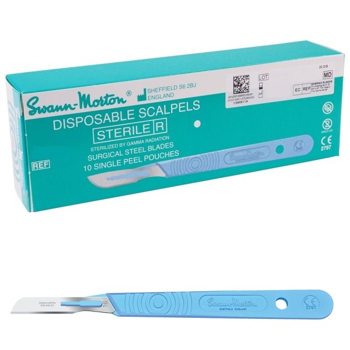Swann Morton wegwerp scalpels RVS, steriel, nr. 16