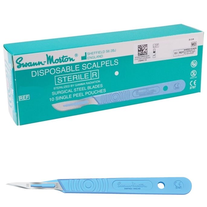 Swann Morton wegwerp scalpels RVS, steriel, nr. SABRE E11