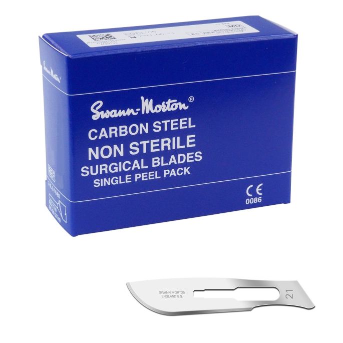 Swann Morton Individueel Peel Pack scalpelmesjes carbon, nr. 21