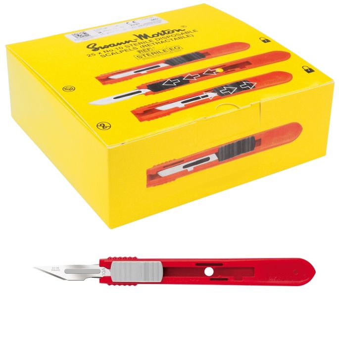 Swann Morton intrekbare scalpels RVS, steriel, nr. 10A