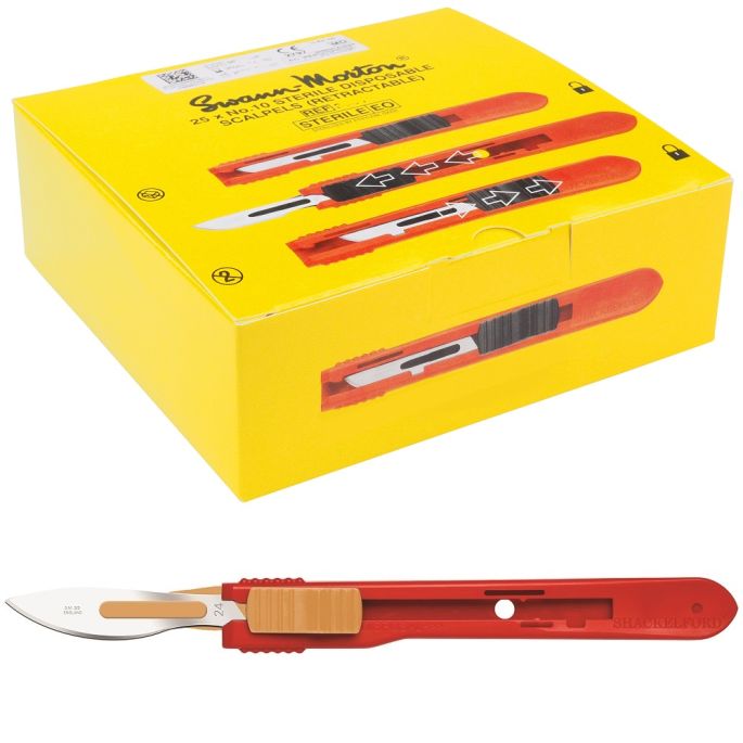 Swann Morton intrekbare scalpels RVS, steriel, nr. 24