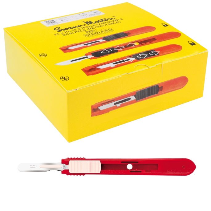 Swann Morton intrekbare scalpels RVS, steriel, nr. 10R