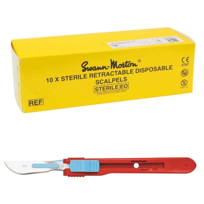 Swann Morton intrekbare scalpels RVS, steriel, nr. 22 (10 st.)