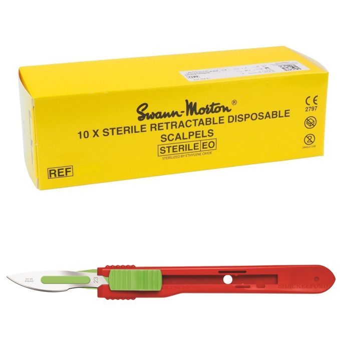 Swann Morton intrekbare scalpels RVS, steriel, nr. 23 (10 st.)