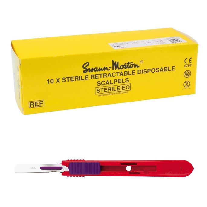 Swann Morton intrekbare scalpels RVS, steriel, nr. 14 (10 st.)