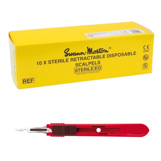 Swann Morton intrekbare scalpels RVS, steriel, nr. 15C (10 st.)