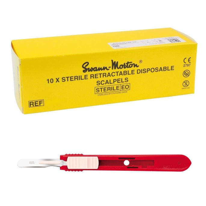 Swann Morton intrekbare scalpels RVS, steriel, nr. 10R (10 st.)