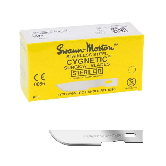 Swann Morton cygnetic scalpelmes RVS, steriel, nr. 20