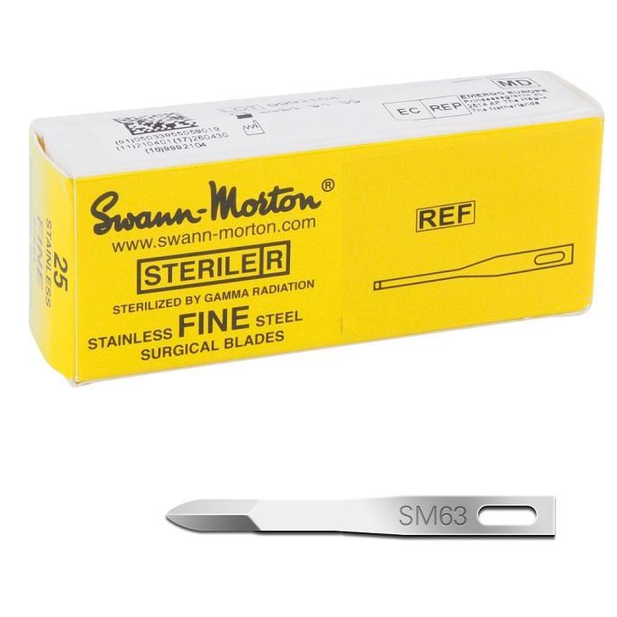 Swann Morton fijne scalpelmesjes RVS, steriel, nr. SM63