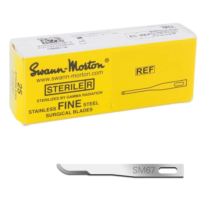 Swann Morton fijne scalpelmesjes RVS, steriel, nr. SM67