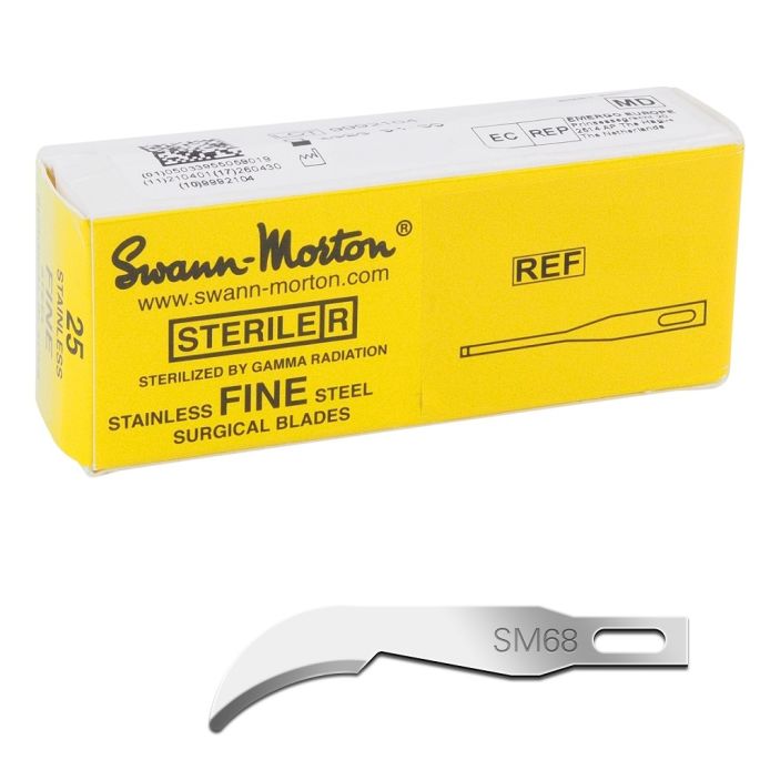 Swann Morton fijne scalpelmesjes RVS, steriel, nr. SM68