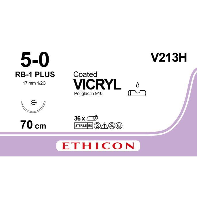 Vicryl gecoat ongekleurd 5-0, RB-1 PLUS naald, V213H, 36 stuks