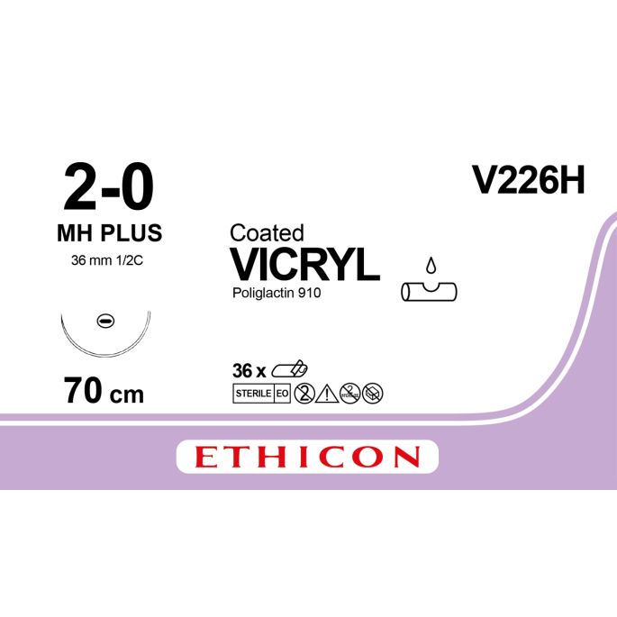 Vicryl ongekleurd 2-0, MH naald, V226H, 12 stuks