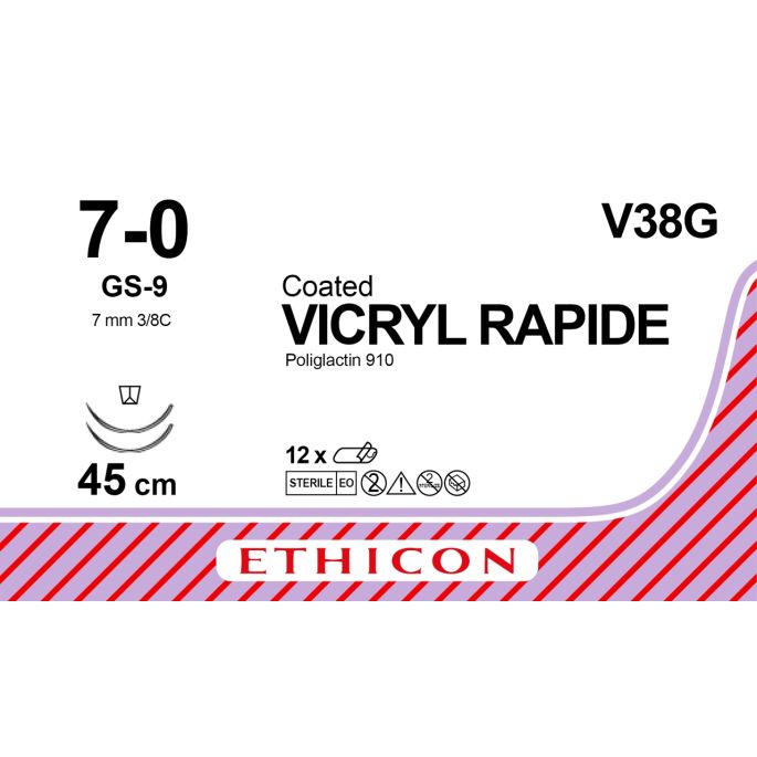 Vicryl Rapide violet 7-0, GS-9 naald, V38G, 12 stuks