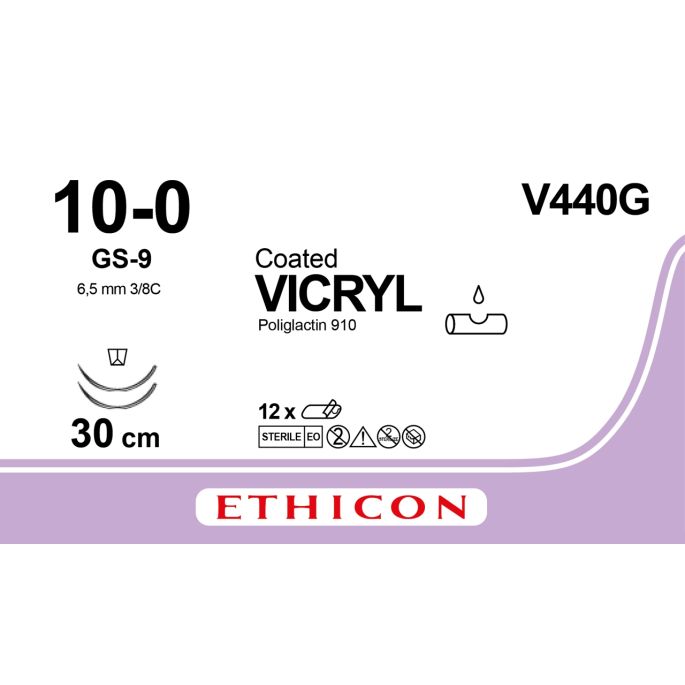 Vicryl Uc Mono violet 10-0, GS-9 naald, V440G, 12 stuks