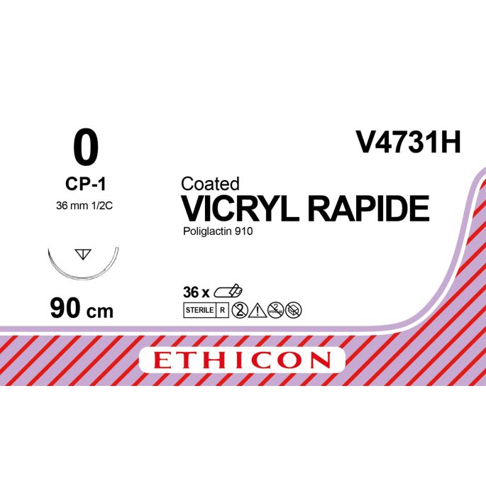 Vicryl Rapide gecoat ongekleurd 0, CP-1 naald, V4731H, 36 stuks