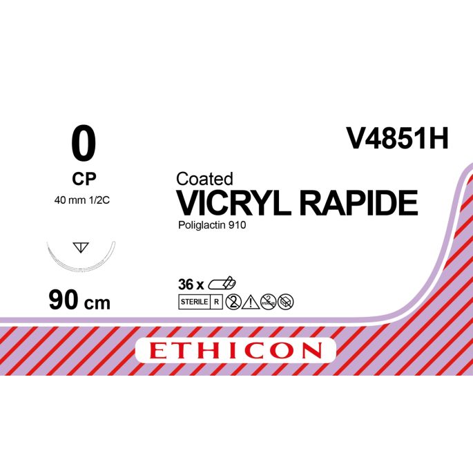 Vicryl Rapide gecoat ongekleurd 0, CP naald, V4851H, 36 stuks