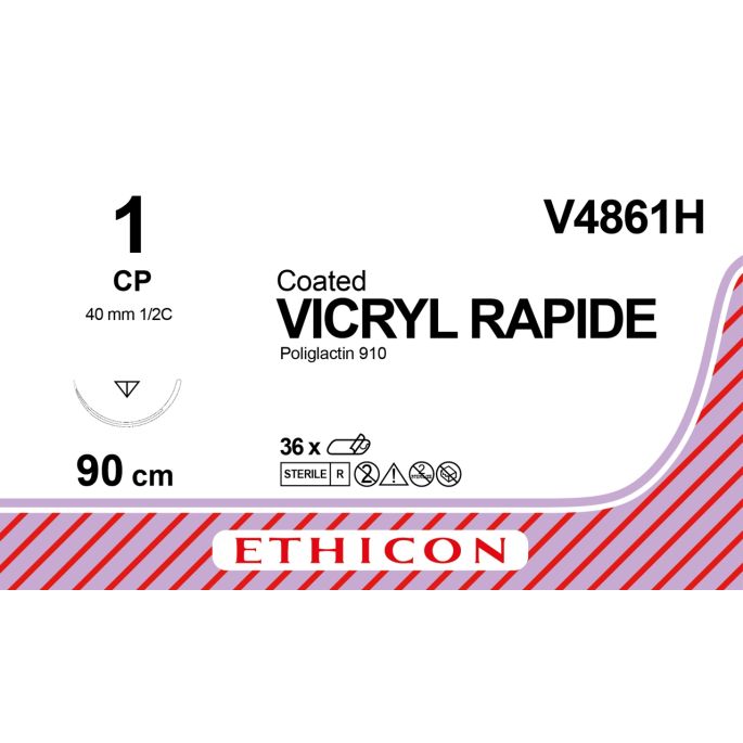 Vicryl Rapide Uc ongekleurd 1, CP naald, V4861H, 36 stuks