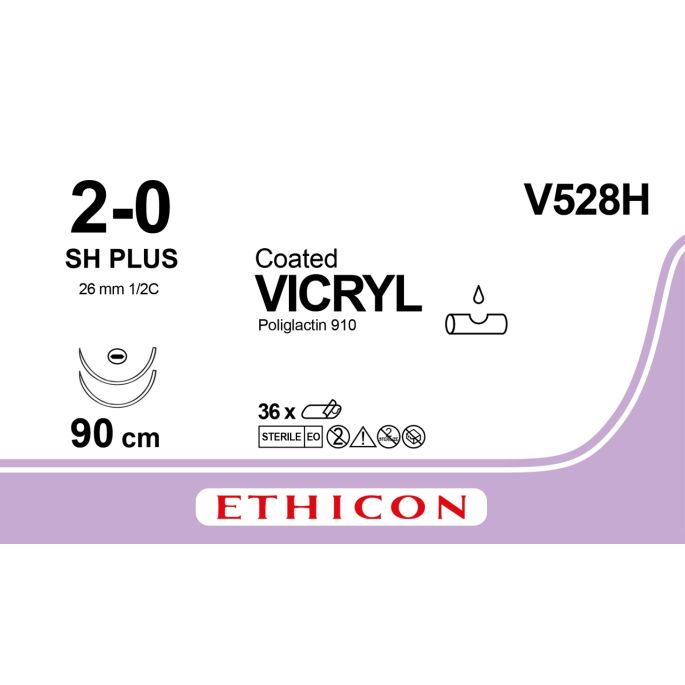 Vicryl gecoat violet 2-0, SH PLUS naald, V528H, 36 stuks