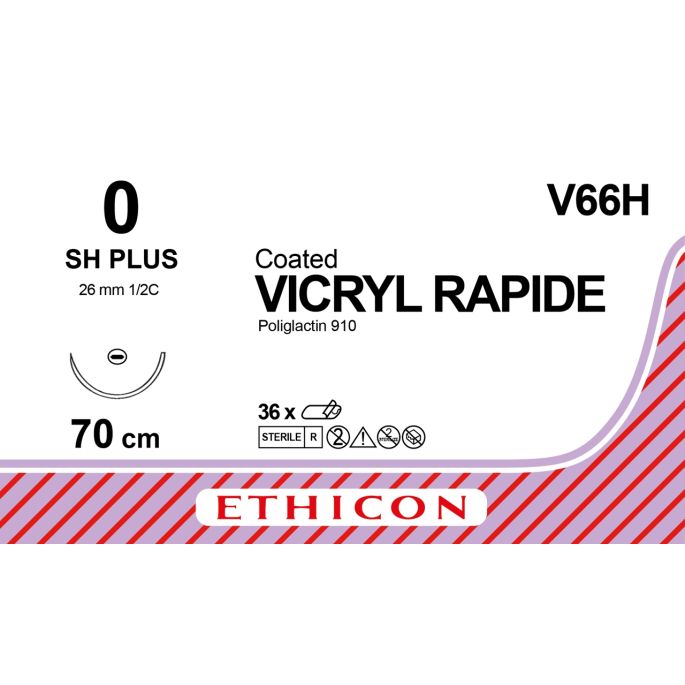 Vicryl Rapide gecoat ongekleurd 0, SH PLUS naald, V66H, 36 stuks