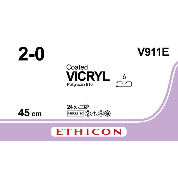 Vicryl ongekleurd 2-0, V911E, 24 stuks