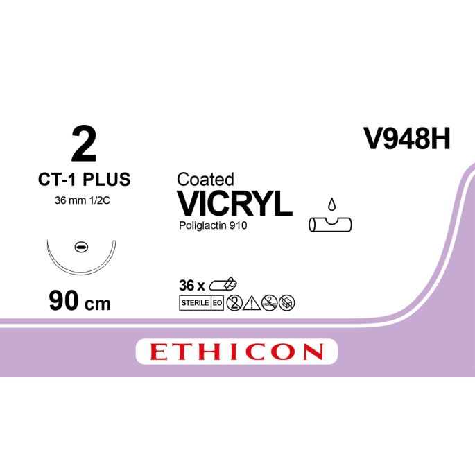 Vicryl gecoat ongekleurd 2, CT-1 PLUS naald, V948H, 36 stuks