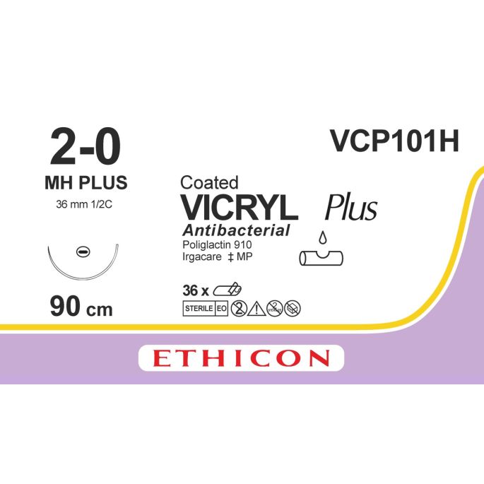 Vicryl Plus gecoat violet 2-0, MH PLUS naald, VCP101H, 36 stuks