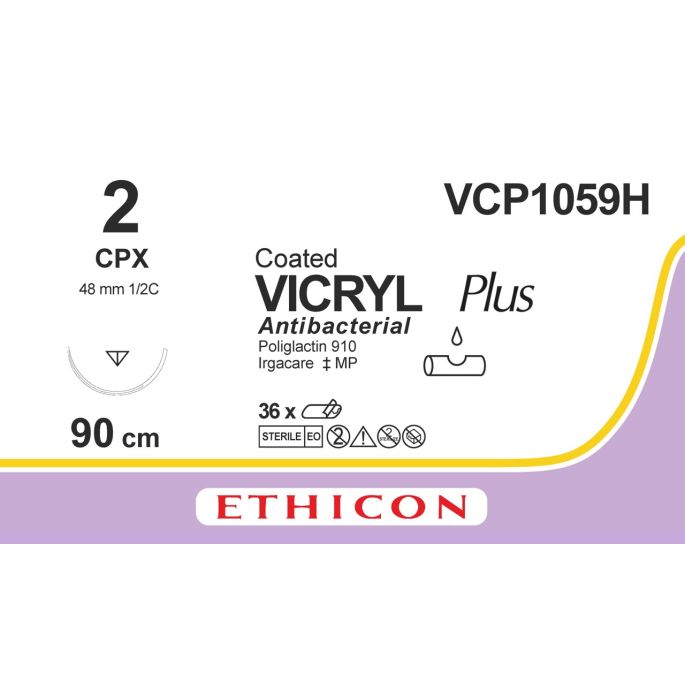 Vicryl Plus violet gecoat 2, CPX naald, VCP1059H, 36 stuks
