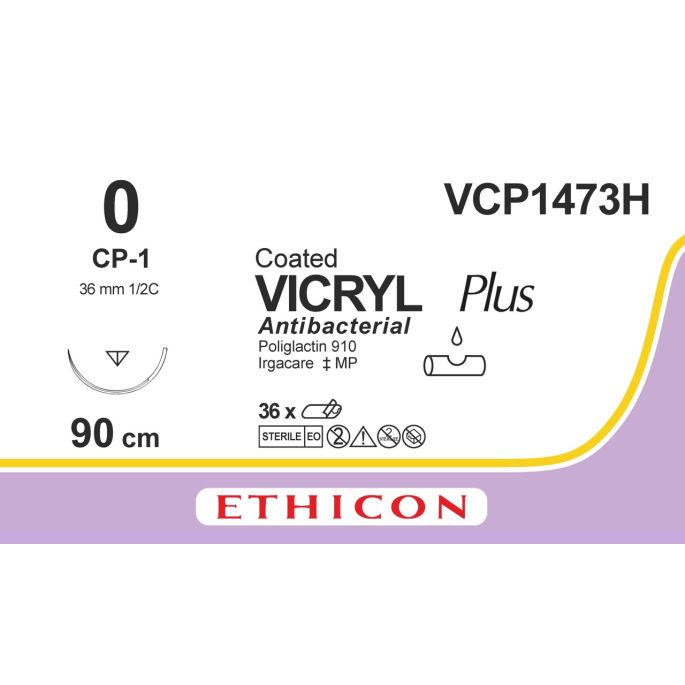 Vicryl Plus gecoat ongekleurd 0, CP-1 naald, VCP1473H, 36 stuks