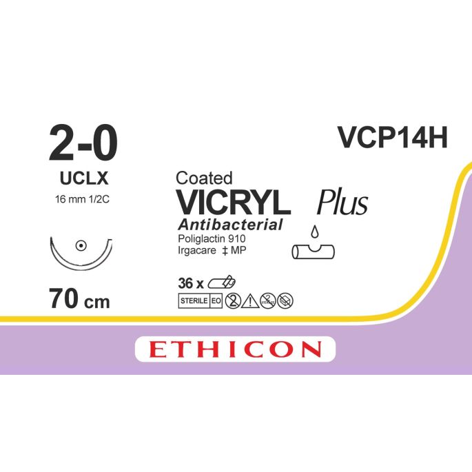 Vicryl Plus gecoat violet 2-0, UCLX naald, VCP14H, 36 stuks